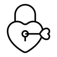 sleutel binnen hart hangslot, concept van liefde slot icoon vector