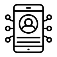 icoon van mobiel account, lineair ontwerp vector