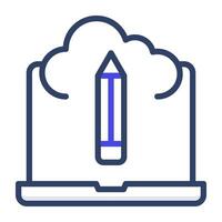 potlood met wolk, icoon van wolk schrijven vector