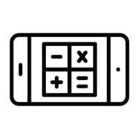 mobiel rekenmachine icoon in lineair ontwerp vector