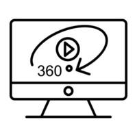 360 mate video icoon, bewerkbare vector