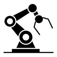een glyph ontwerp, icoon van robot arm vector
