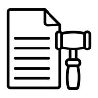hamer met gevouwen papier, icoon van wettelijk document vector