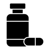 een glyph ontwerp, icoon van pillen pot vector