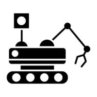 een glyph ontwerp, icoon van maan robot vector