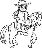 cowboy rijden een paard geïsoleerd kleur bladzijde vector