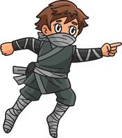 Ninja tekenfilm gekleurde clip art illustratie vector