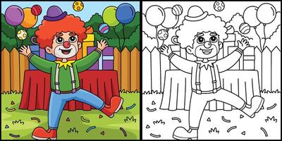 verjaardag clown kleur bladzijde gekleurde illustratie vector