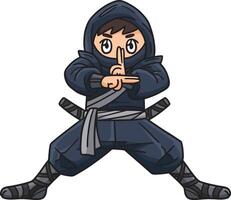 Ninja tekenfilm gekleurde clip art illustratie vector