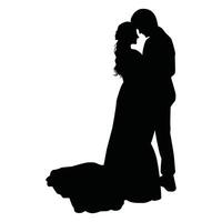 vector, geïsoleerd silhouet van de bruid en bruidegom vector