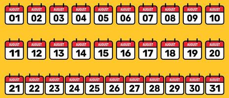 kalender allemaal augustus reeks vector illustratie achtergrond ontwerp.