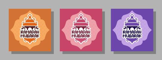 reeks van vector Ramadan mubarak voor affiches, kaarten, dekt, en anderen. speels ontwerpen in een verscheidenheid van kleuren met modern lantaarn illustratie.