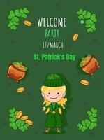 st Patrick dag Welkom partij uitnodiging kaart, poster, spandoek vector