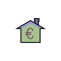 euro teken huis icoon vector ontwerp Sjablonen gemakkelijk