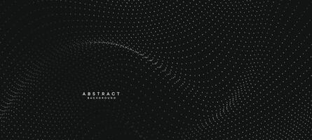 abstract zwart, wit helling vloeiende punt golvend deeltje meetkundig technologie achtergrond. digitaal futuristische eend grijs helling stippel Golf. concept voor wetenschap, muziek- omslag, website, hoofd vector