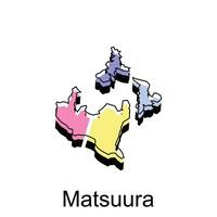 kaart van matsuura stad aardrijkskunde ontwerp met kleurrijk modern logo, geschikt voor uw bedrijf vector