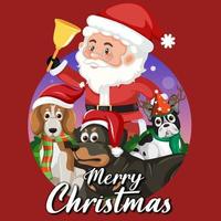 vrolijke kerstbanner met de kerstman en schattige hond vector