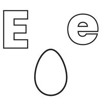 brief e voor ei, vector illustratie van kinderen alfabet kleur boek bladzijde met geschetst klem kunst voor kleur kinderen boek.