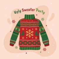 lelijke trui feest sneeuwvlokken vector