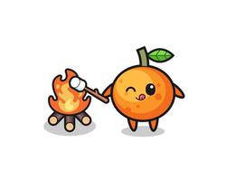 mandarijn oranje karakter brandt marshmallow vector