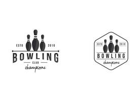 wijnoogst bowling logo ontwerp. bowling club toernooi logo ontwerp. vector