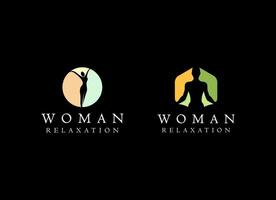 kleurrijk silhouet vrouw welzijn, succes, bevoegd en Gezondheid logo ontwerp vector