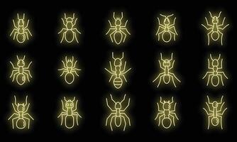 wild mier pictogrammen reeks vector neon