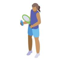 meisje tennis speler icoon isometrische vector. plons snelheid vector