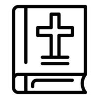 Bijbel boek icoon schets vector. Katholiek kerk massa vector