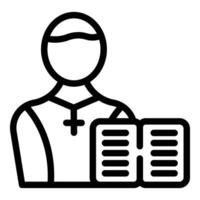 priester boek lezen icoon schets vector. volwassen Katholiek vector
