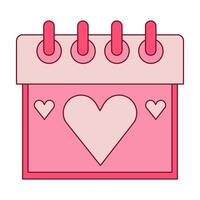 kalender dag datum hart liefde. kalender met harten vector