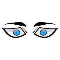 Mens blauw ogen grappig geïsoleerd Aan wit achtergrond. hand- getrokken Open ogen vector