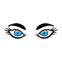 vrouw blauw ogen grappig geïsoleerd Aan wit achtergrond. hand- getrokken Open vrouw ogen vector