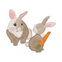 illustratie van konijn met wortel vector