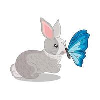 illustratie van konijn met vlinder vector
