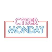 cyber maandag belettering in neon lettertype op een witte achtergrond vector