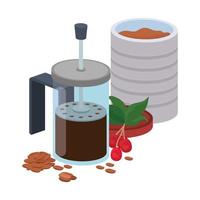 bundel items voor het koken van koffie op een witte achtergrond vector