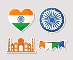 vier onafhankelijkheidsitems in India vector