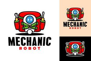 monteur robot reparatie mascotte logo ontwerp vector