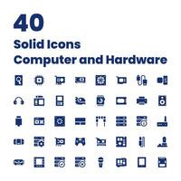 reeks solide pictogrammen computer en hardware vector