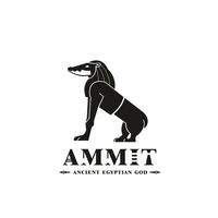 oude Egyptische god ammit silhouet, midden- oosten- god logo vector