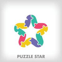 creatief puzzel ster logo. uniek kleur overgangen. onderwijs en lezing en groei stadium logo sjabloon. vector