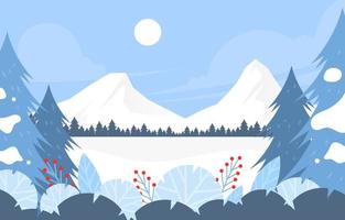 vlak prachtig winterlandschap vector