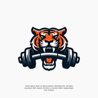 tijger Sportschool geschiktheid mond halter logo vector icoon illustratie