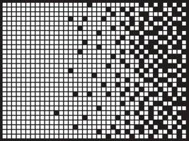 abstract pixel helling naadloos horizontaal achtergrond. verspreid gevulde rechthoek stippel icoon met desintegratie effect. verval effect. concept van desintegratie. vector