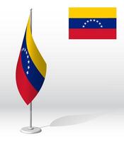 Venezuela vlag Aan vlaggenmast voor registratie van plechtig evenement, vergadering buitenlands gasten. nationaal onafhankelijkheid dag van Venezuela. realistisch 3d vector Aan wit