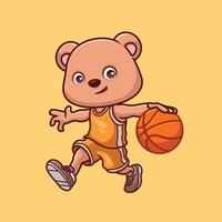 basketbal beer schattig tekenfilm illustratie vector