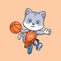 basketbal shiba inu tekenfilm vector