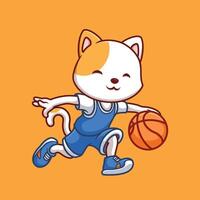 basketbal wit kat tekenfilm vector