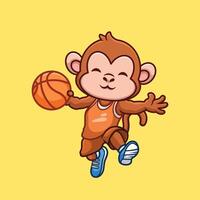 basketbal aap schattig tekenfilm vector